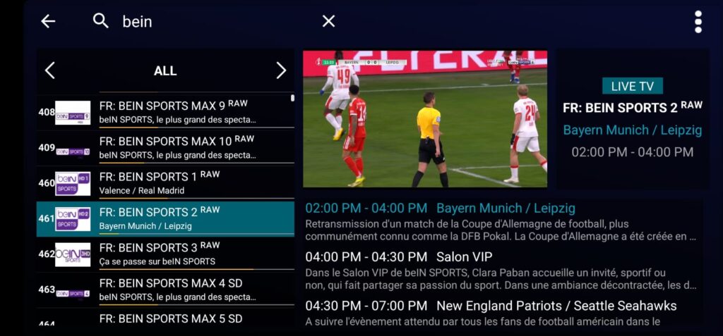 list channels of iptv sparters pro app
